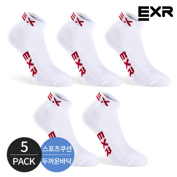EXR 여성 스포츠 쿠션 넥 컬러라인 발목양말 5P_WHRD