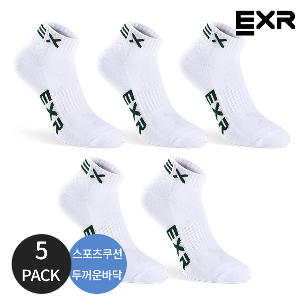 EXR 여성 스포츠 쿠션 넥 컬러라인 발목양말 5P_WHGR